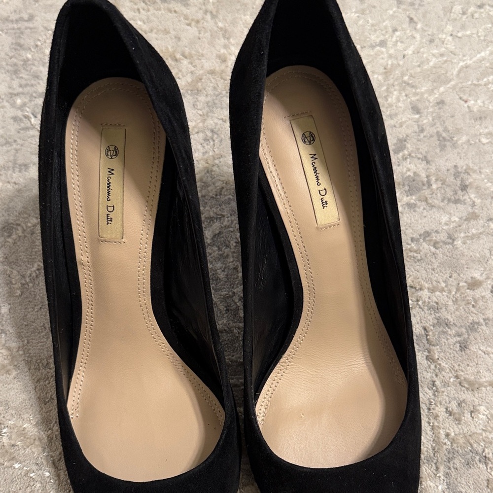 Massimo Dutti Black Suede Pointed-Toe Pumps - Women's - Picture 10 of 12